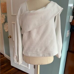 White Off-Shoulder Sweatshirt